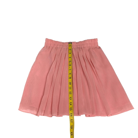 LOFT Mini Skirt Coral XXS pleats flowy sheer light weight dressy elastic waist - Picture 9 of 14
